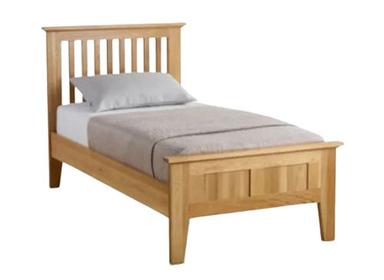 Machine Made Polished Solid Oak Indoor Wooden Single Bed For Bedroom