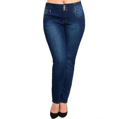 Ladies Casual Stretchable Plain Dark Blue Denim Jeans