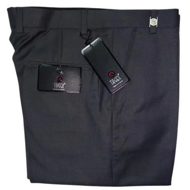Blue Slim Flit Button Closure Plain Dyed Pattern Men'S Cotton Formal Pants