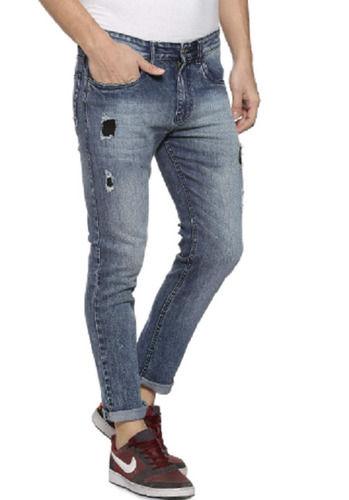 Anti Wrinkle Straight Style And Skinny Fit Plain Dyed Denim Jeans For Men  Age Group: >16 Years