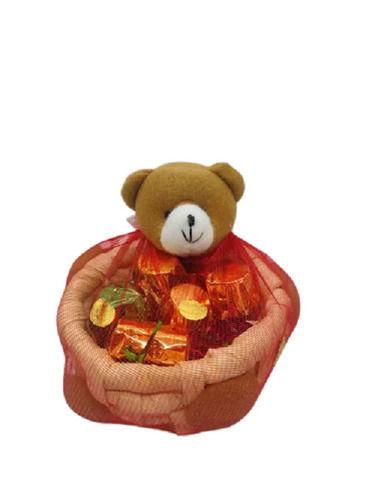 Multi Color Cane Basket Teddy Gift Set