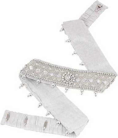 Party Wear Ladies Adjustable Embroidered White Fabric Belt Gender: Women