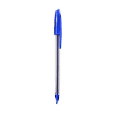 Blue Plain Long Shape Smooth Writing Thin Nib Plastic Ball Pen (10 Piece In Box)