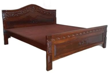 Machine Made 6X6 Feet Polished Finish Solid Teak Wooden Double Bed 