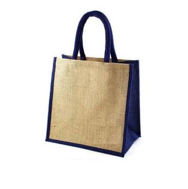 Brown And Blue Ecofriendly Reusable Flexiloop Handle Plain Jute Box Bag For Shopping