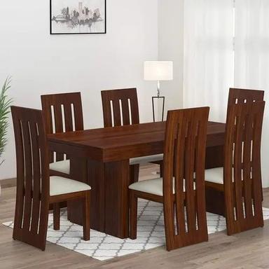 6 X 3 Feet Wooden Polished Dining Table Set, 6 Seating Capacity