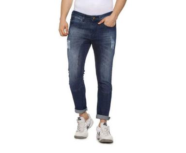 Anti Wrinkle Casual Wear Regular Fit Blue Plain Denim Jeans For Male Person
