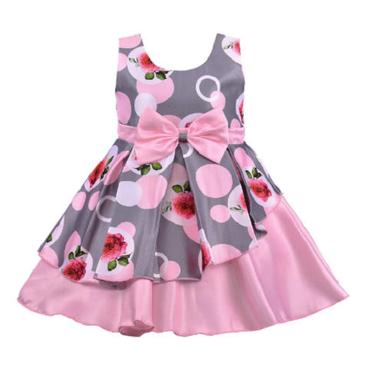 Party Wear Sleeveless Laces Decoration Cotton Printed Baby Frocks Bust Size: 12 Inch (In)