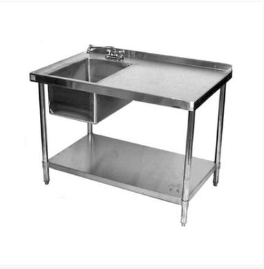  सिंक के साथ स्टेनलेस स्टील आसान साफ मजबूत भोजन तैयार करने की मेज ऊंचाई: 3 फुट (फीट) 
