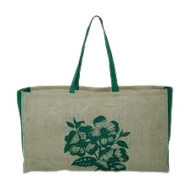 Brown With Green Reusable Eco Friendly Printed Shoulder Length Handle Non Woven Jute Bag
