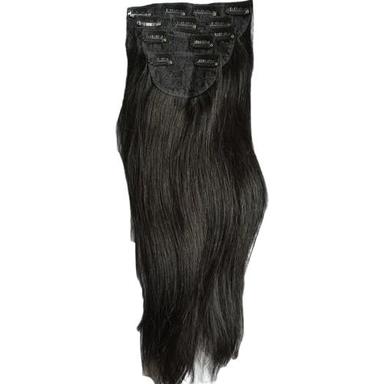 Black 100 Grams Straight Clip In Synthetic Human Hair Extension 