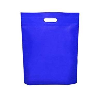  खरीदारी के लिए नीला रिसाइकिल करने योग्य आयताकार सादा कपास गैर बुना डी कट बैग 
