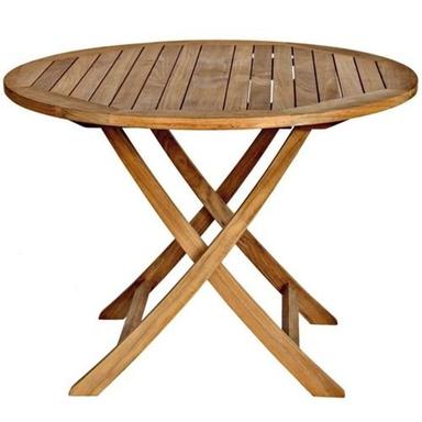 Handmade 3.5X2X3.5 Feet Round Foldable Outdoor Wooden Table