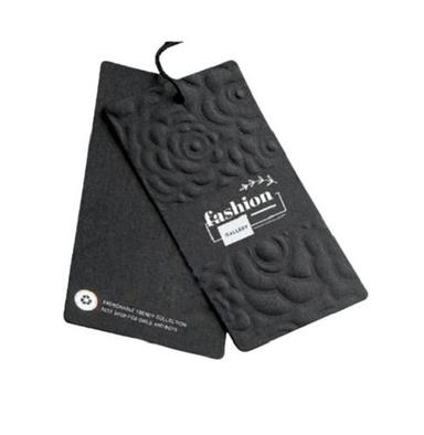 Black 4X2 Inches And 2Mm Thickness Printed Hard Paper Hang Tag For Garments
