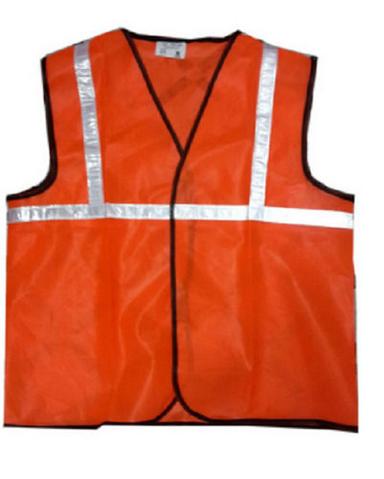Orange Short Sleeve V Neck Polyester Plain Reflective Jacket For Industrial Purpose