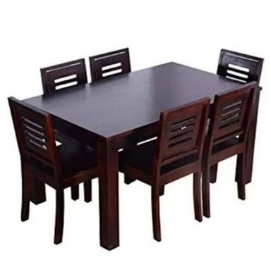 Handmade Termite Proof And Rectangular Six Seater Solid Wood Dining Table Set