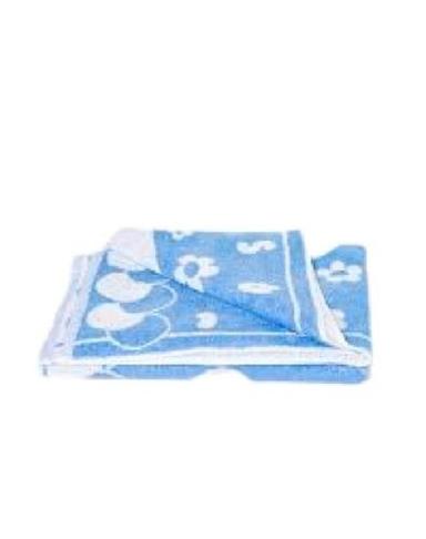 नीला और सफ़ेद प्रिंटेड कॉटन बेबी टॉवेल साइज़: 30 इंच 