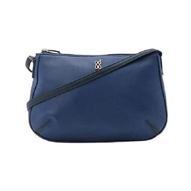 Blue Zipper 20.32 X 2.54 X 15.24 Cm Faux Leather Sling Bag Design: Plain