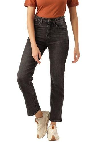 Women Casual Black Straight Fit Stretchable Denim Jeans Age Group: >16 Years