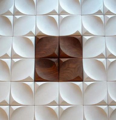 Cream 1X1 Feet Square Super Glossy Ceramic 3D Wall Tiles