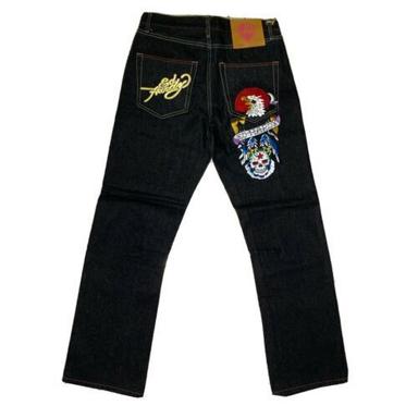 Comfort Fit Ed Hardy Printed Denim Jeans For Casual Wear