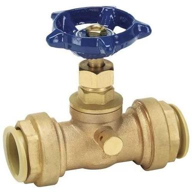Golden And Blue Ruts Proof Round Polished Finish Brass Water Valve For Pipe Fittings