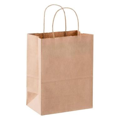 19X13 Inches Disposable Hand Length Handle Plain Brown Paper Bag Max Load: 2 Metric Ton