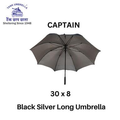 Rainy 30X8 Inch Captain Black Silver Long Umbrella