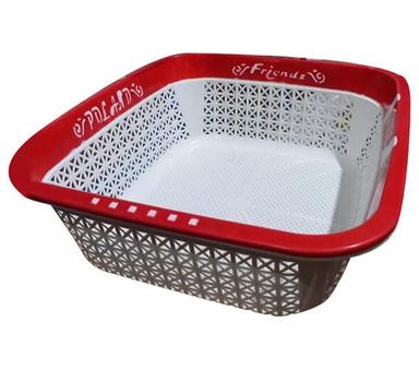 Red And White 80 Mm Depth Abs Plastic Rectangular Water-Proof Fruit Basket 