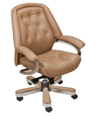 Machine Made Comfortable Polished Finish Steel And Leather Office Chair 