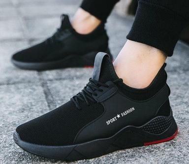 Light Weight Sports Wear Black Mens Shoes, Size Available 6 - 9 Insole Material: Pu