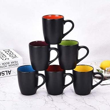 125 Ml Capacity Black Ceramic Tea And Coffee Cups Mugs Set Of 6 For Home
