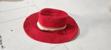 Grey Fancy Design Red Handmade Jute Hats