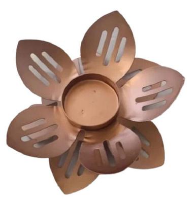Metal Modern Polished Finished Flower Design Copper Candle Holder