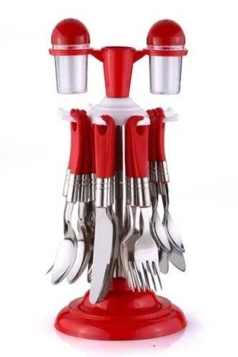 Red And White Modern Design Glossy Finish Stainless Steel Cutlery Set