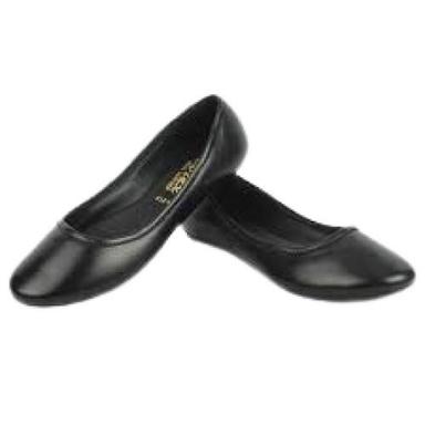 Washable Ladies Pointed Toe Style Pure Black Leather Formal Shoes
