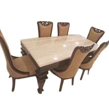 Machine Made 6 Seater Rectangular Teak Wood Dining Table Set For Dining Room