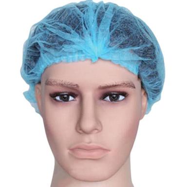 Sky Blue 18 Inches Circle Plain Non Woven Disposable Bouffant Cap For Unisex Use