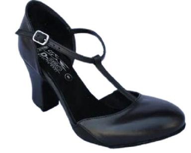 Black` Pu Outsole Medium Heel Plain Leather Ballroom Dance Shoes For Ladies