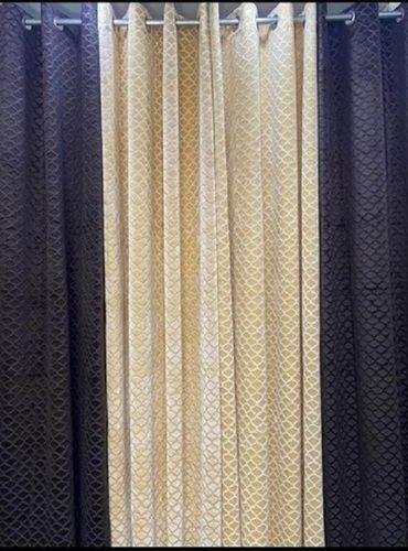 Cream Soft Shiny Printed Pattern Modern Non-Woven Velvet Curtains