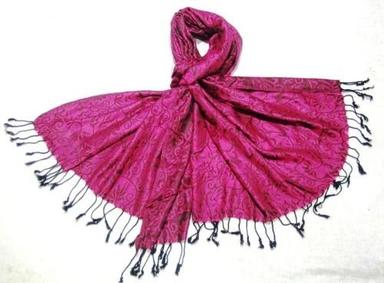Pink Washable Casual Wear Modern Silk And Cotton Printed Jamawar Shawl