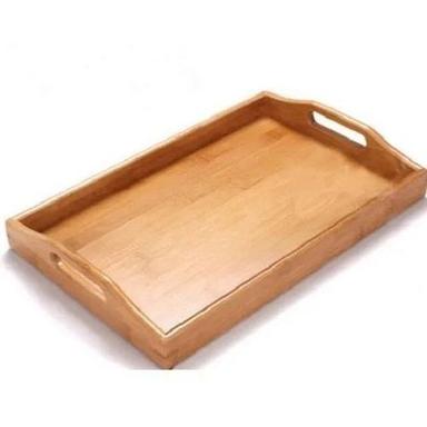 Brown 10X16 Inch Rectangular Plain Wooden Serving Tray