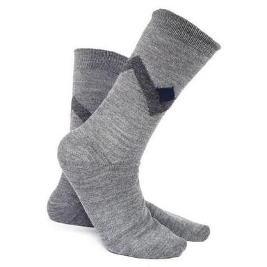 Grey Winter Wear Soft And Warm Printed Woolen Socks For Men