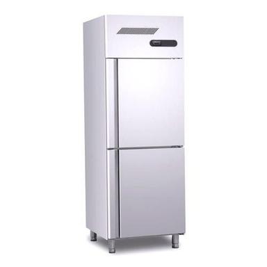 White 250 L/Day Stainless Steel Automatic Defrost Electric Double Door Vertical Rectangular Refrigerator