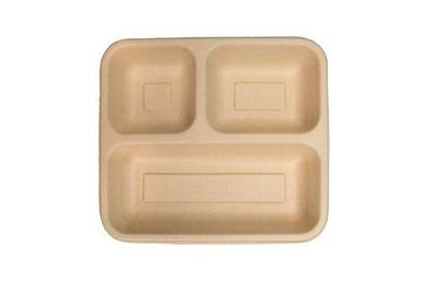 Disposable 3 CP Partition Biodegradable Paper Food Tray
