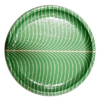 Green 12 Inch Round Machine Made Disposable Printed Paper Plate, 100 Pieces Pack