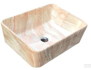 Brown 18X13 Inches Rectangular Glossy Finish Marble Wash Basin