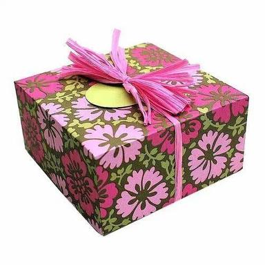 Pink 15X15 Inches Square Glossy Laminated Printed Paper Decorative Gift Box