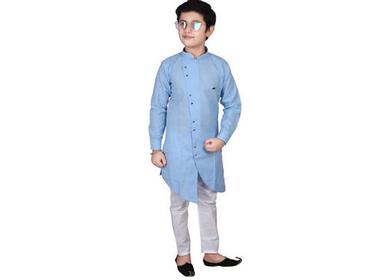 White And Sky Blue Party Wear Ethnic Cotton Kids Kurta Pajama For Boy