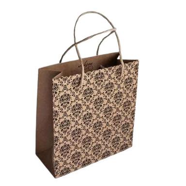 Brown 16X4X13 Inches Printed Kraft Designer Paper Bag With Handled 